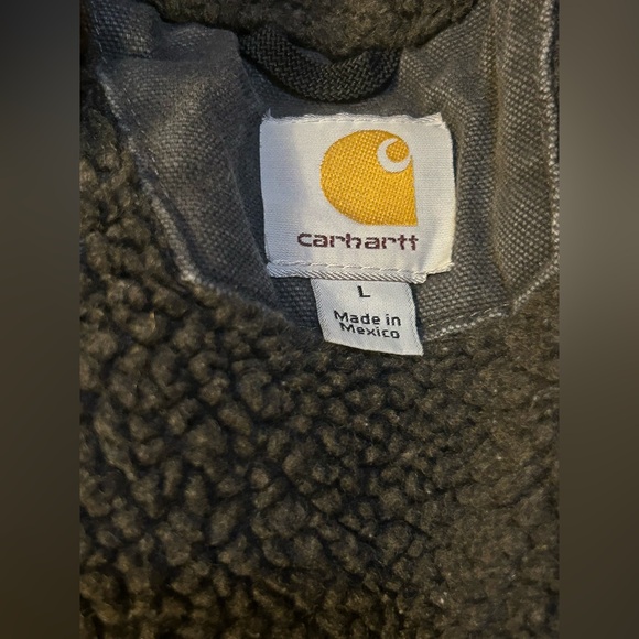 Carhartt J284 Sherpa-Lined Sandstone Hooded Work Jacket Navy, Size Large Regular - Picture 11 of 12